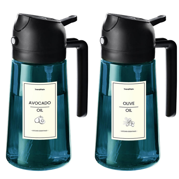 TrendPlain 16oz Ölsprüher für Speiseöl – 470ml Olivenöl Flasche – 2-in-1 Ölspender und Ölsprüher – K
