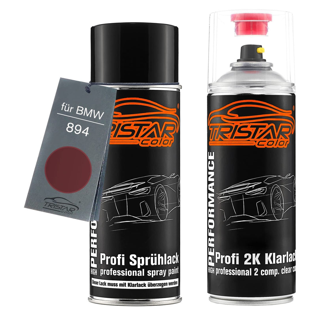 TRISTARcolor Autolack 2K Spraydosen Set für BMW 894 Chiarettorot Metallic Basislack 2 Komponenten Kl