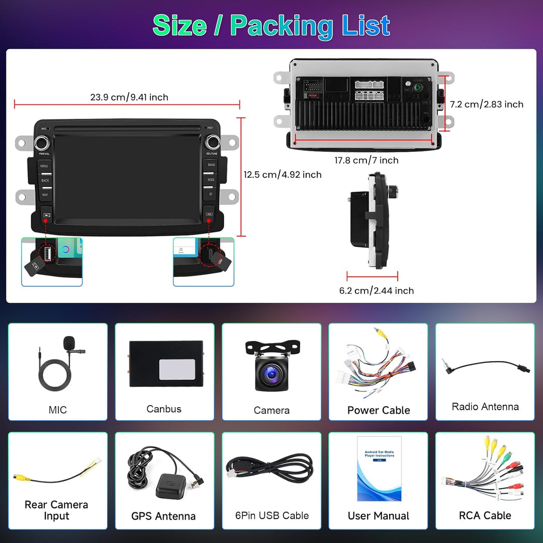 Hodozzy 8 Core 4G+64G Autoradio für Renault Dacia Logan Dokker Duster Sandero Lodgy Captur Symbol La