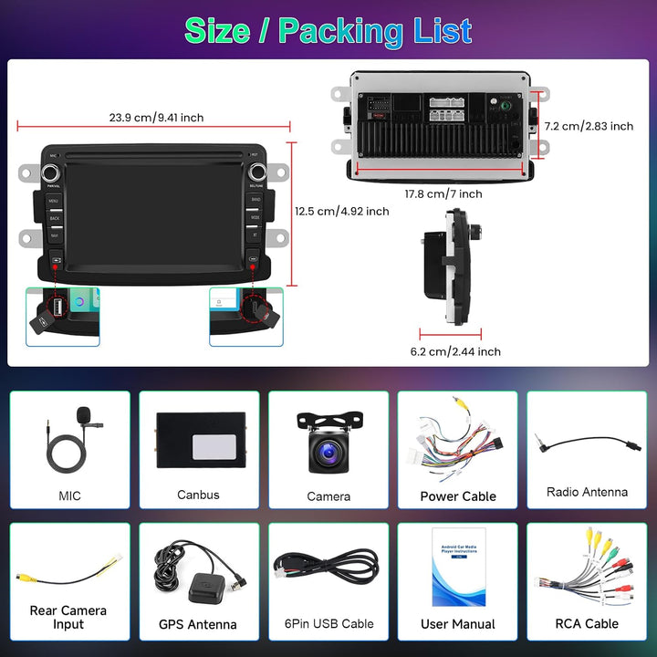 Hodozzy 8 Core 4G+64G Autoradio für Renault Dacia Logan Dokker Duster Sandero Lodgy Captur Symbol La