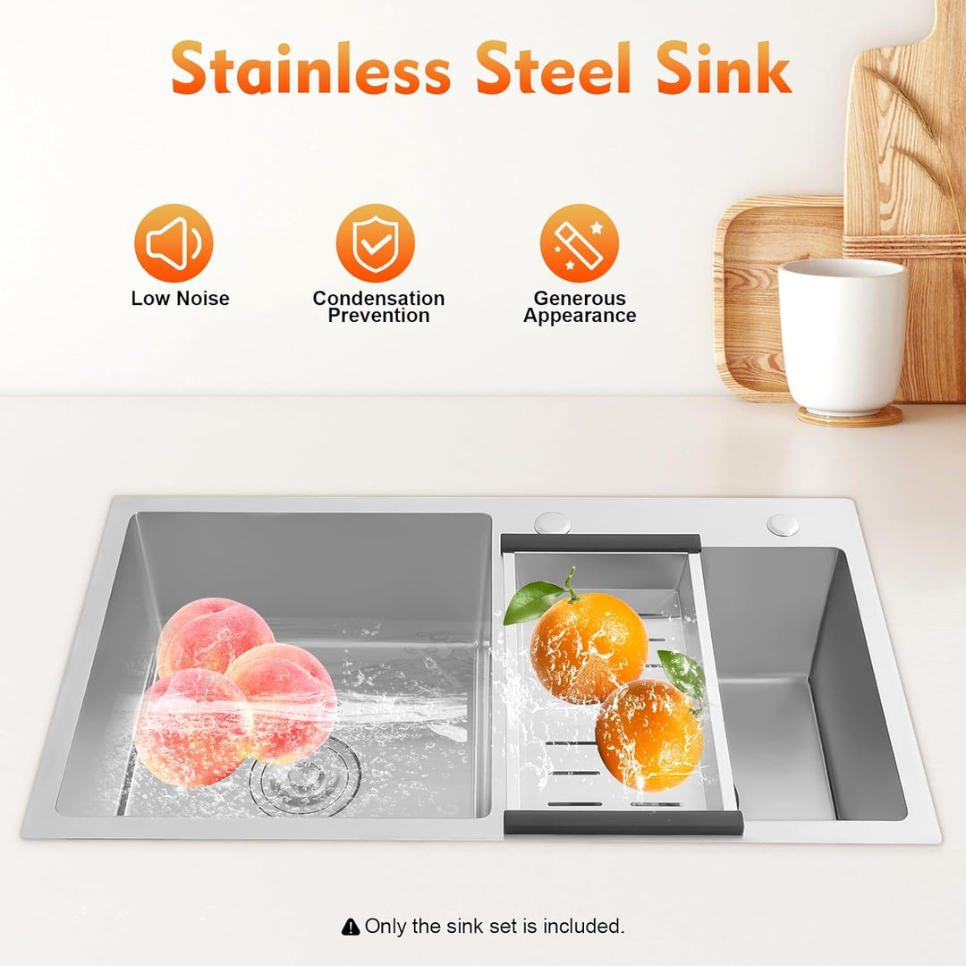 Küchenspüle Haushaltsspüle Spülbecken Einbauspüle Doppelwaschbecken Edelstahl Doppelbecken mit Abtro