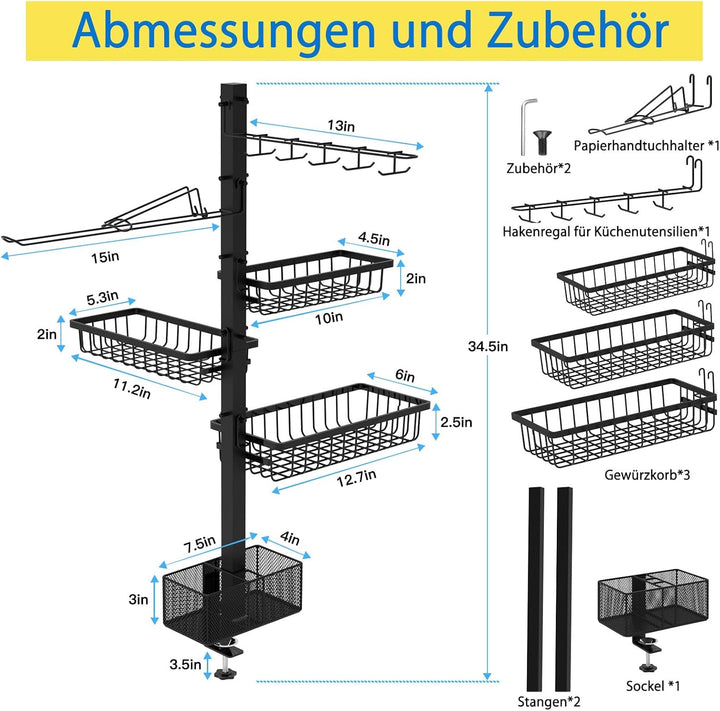 Grill-Caddy für Blackstone Grill zubehör, Grillzubehör mit Papierhandtuchhalter, Outdoor-Küchenzubeh