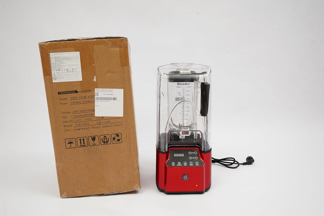Standmixer 2200W – Leiser Smoothie Maker mit Schallschutzhaube, 2,2L Behälter, 6 Klingen, Touchscree