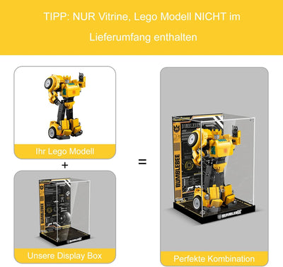 cooldac Acryl-Vitrine kompatibel mit Lego 10338 Bumblebee, Staubdichtes Transparentes HD Backdrop Di