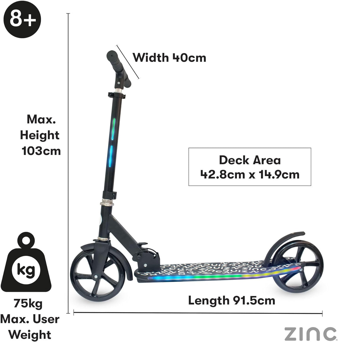 Zinc Big Wheeled Light Up Brillz Scooter – beleuchtetes Deck, beleuchteter Vorbau, 20 Verschiedene L