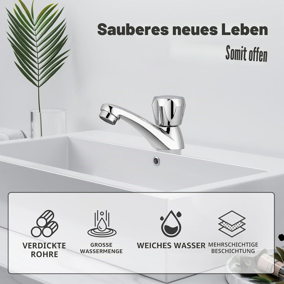 Bifordo Wasserhahn für das Waschbecken,Edelstahl Bad Wasserhahn nur kalt,Club Wasserhahn,Chrom Wasse