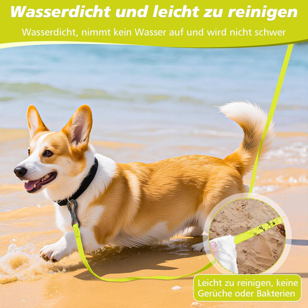 X XBEN Wasserfest Schleppleine für Hunde,15M Gummierte Schleppleine mit Abschliessbarer Karabine, Hu