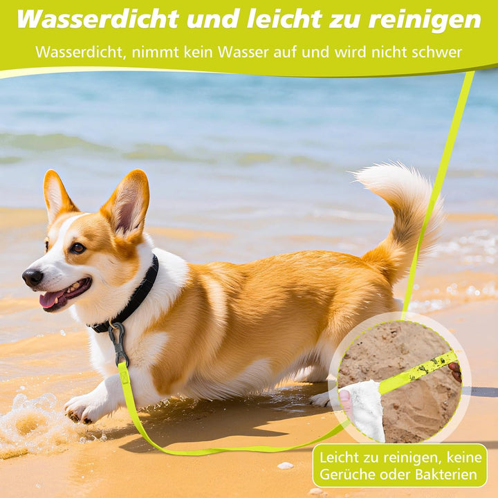 X XBEN Wasserfest Schleppleine für Hunde,15M Gummierte Schleppleine mit Abschliessbarer Karabine, Hu