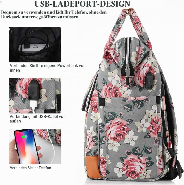 Rucksack Damen, Schulrucksack Mädchen Teenager15.6 Zoll Laptoprucksack mit Anti-Diebstahl, Arbeitsru
