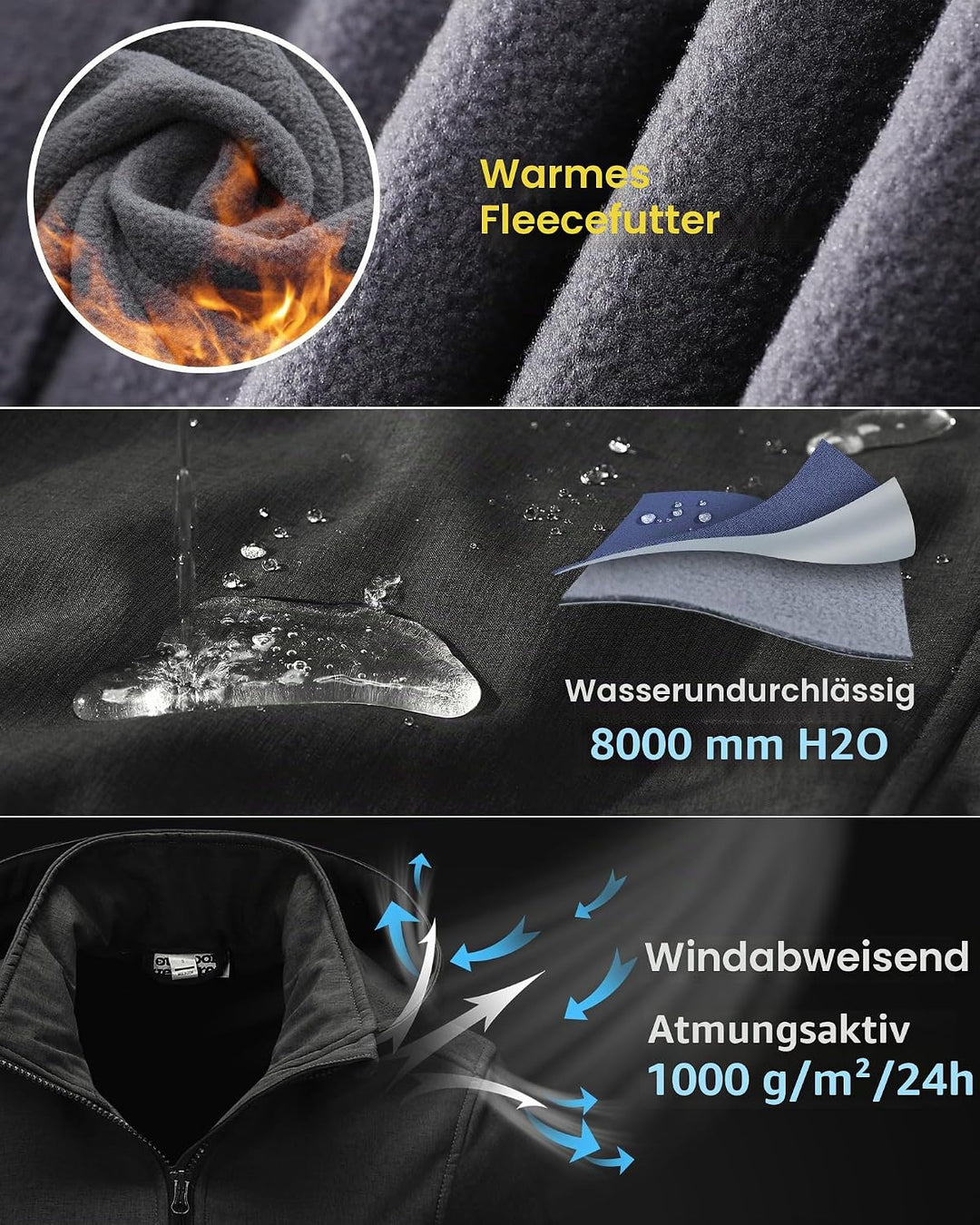 Outdoor Ventures Damen Softshelljacke Kurze Gefütterte Funktionsjacke Wasserdichte Übergangsjacke mi