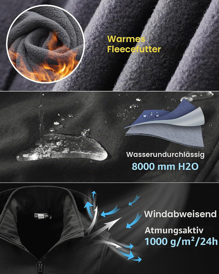 Outdoor Ventures Damen Softshelljacke Kurze Gefütterte Funktionsjacke Wasserdichte Übergangsjacke mi