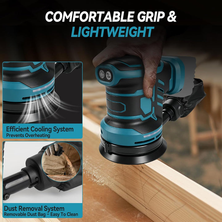 Bürstenloser Exzenterschleifer, kompatibel mit Makita 18V, 125 mm Brushelss Elektrischer Handschleif