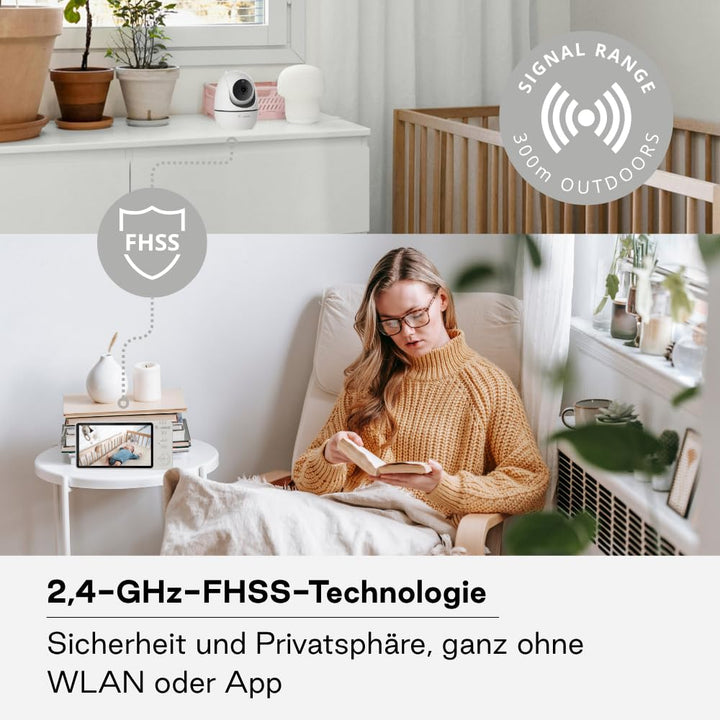 Jané Eye Pro Baby-Monitor, Babyphone mit rotierender Kamera, motorisierter Neigung, 12,7-cm-Bildschi
