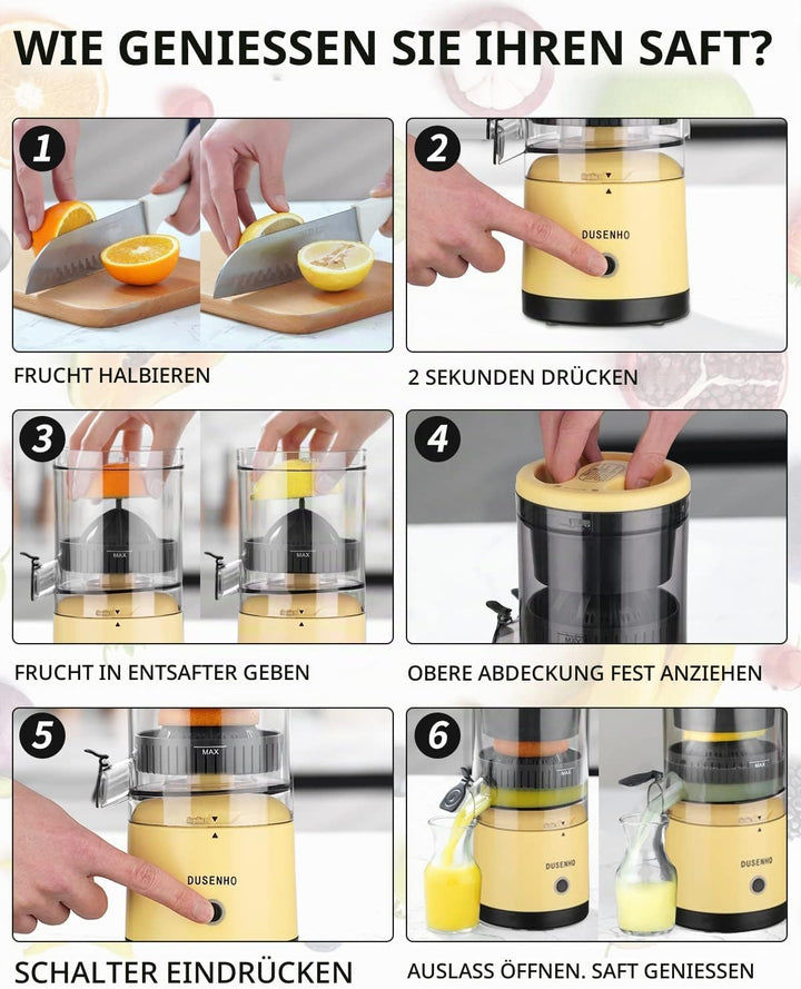 Zitronenpresse Elektrisch Organgenpresse Tragbare USB-Aufladung Juicer Entsafter für Orange, Zitrone