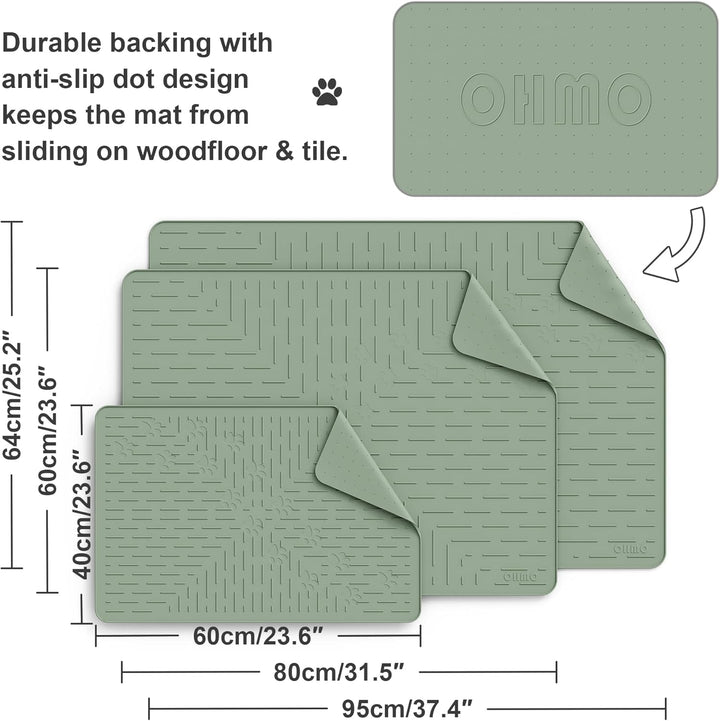 OHMO Katzenklo Matte aus Premium-Silikon 60x40cm, wasserdicht und BPA-frei Katzentoilettenmatte, ein