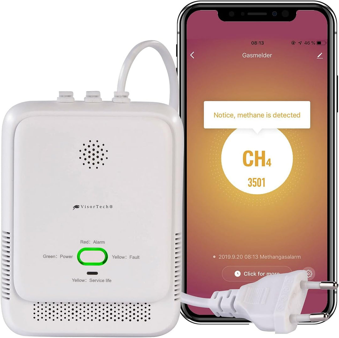 VisorTech Elesion Gasmelder: 2er-Set Smarter Multi-Gasmelder für haushaltsübliche Gase, WLAN, App (E