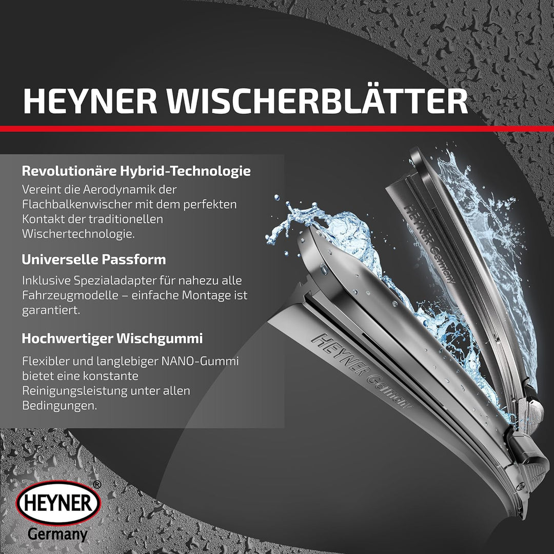 HEYNER® Scheibenwischer-Set HYBRID Kompatibel für Kia Carens (Bj. 13-20)