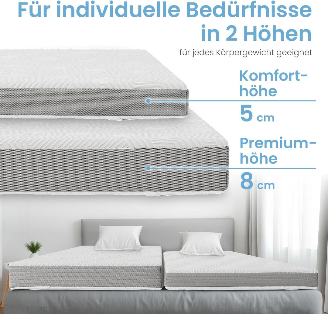 ELONEO Viscoelastischer Matratzen Topper 80x190cm, Matratzentopper mit Memory Foam Effekt, 4 cm Höhe