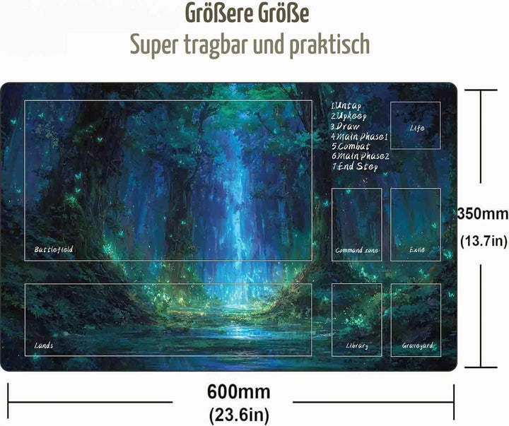 TCG MTG Spielmatte 24 × 14 - Premium-Spielmatte mit genähtem Rand mit glatter Stoffoberfläche und ru