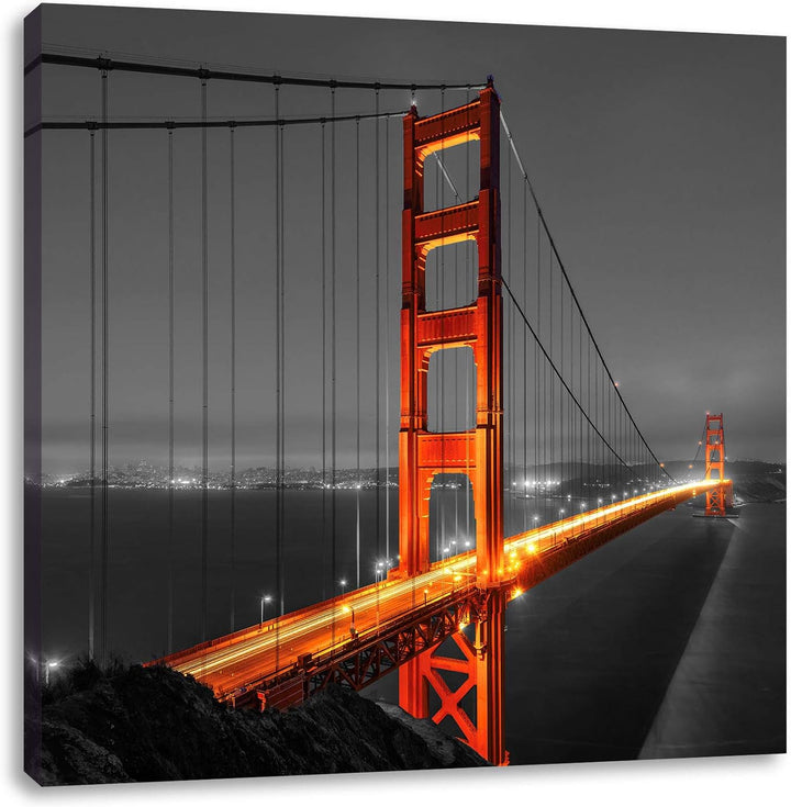 Pixxprint majestätische Golden Gate Bridge als Leinwandbild/Grösse: 70x70 cm/Wandbild/Kunstdruck/fer