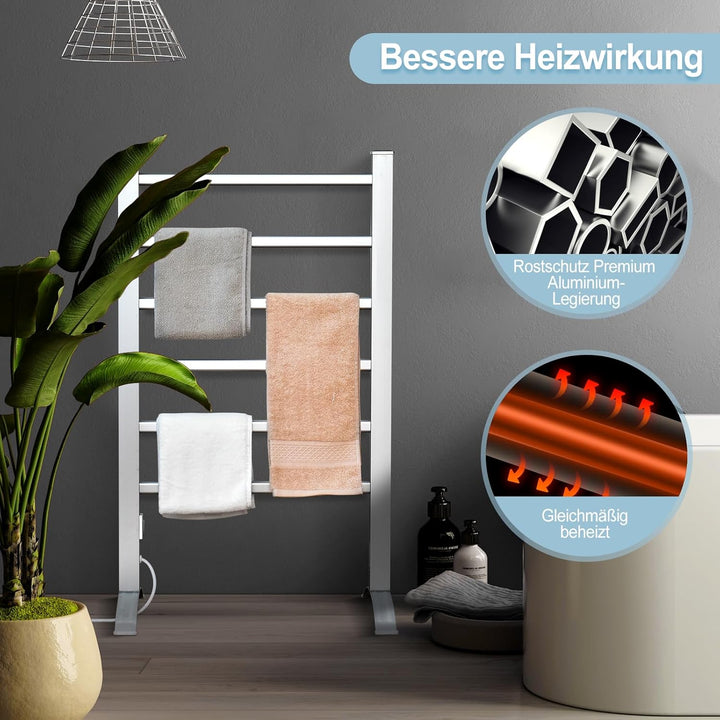 RELAX4LIFE Handtuchheizkörper elektrisch, Badheizkörper freistehend oder Wandmontage, 2-in-1 Handtuc