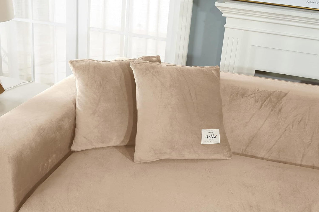 JHLD Sofabezug L Form, Stretch Sofabezug Samt L-förmiger Sofabezug Weiche Anti-rutsch Sofa Überwürfe