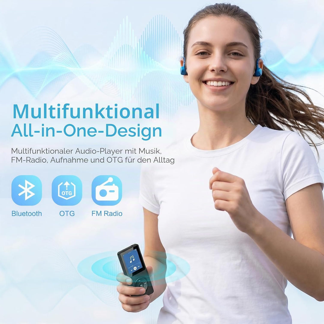 32GB MP3 Player Bluetooth 5.1 mit Lautsprecher, mit 1,8" TFT-Farbbildschirm, Kopfhörer, MP3 Player M