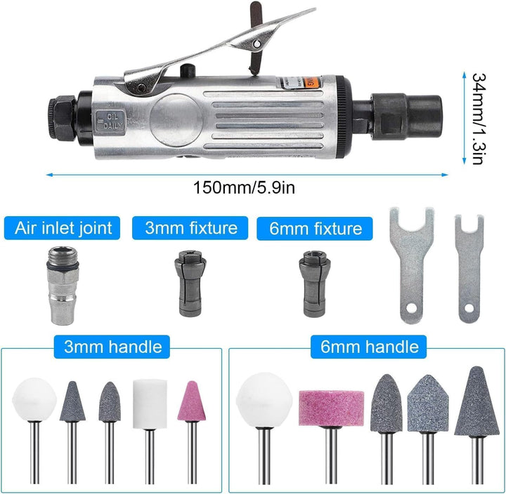 Druckluftschleifer-Set für Schleifen und Polieren, Mini Druckluft Poliermaschine, Stabschleifer Druc