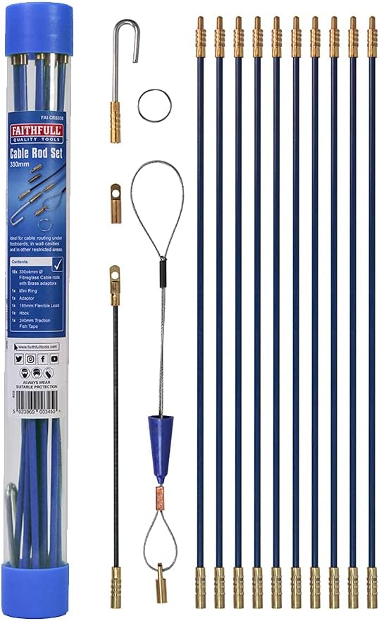 Faithfull Cable Rod Set,15 Piece, FAICRS330, Blue, 3.3M (10 x 330mm)