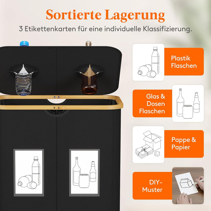 Lifewit 120L Pfandflaschen Sammelbehälter, Flaschen Organizer mit Deckel, Flaschensammler Leergut 2