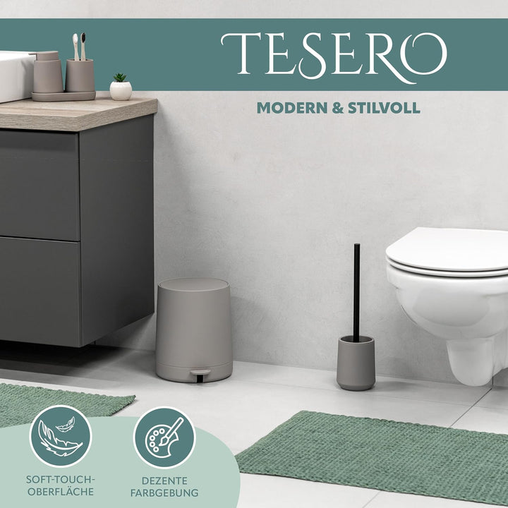 eluno Kosmetikeimer TESERO mit Soft-Touch Oberfläche, Treteimer 4 Liter Fassungsvermögen, mit Soft-C