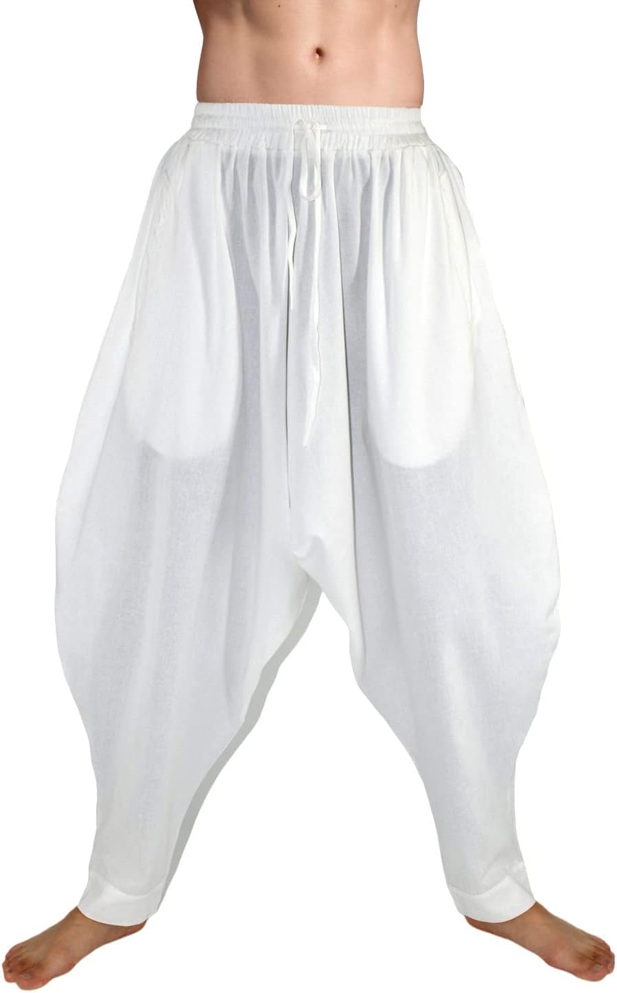 AITFINEISM Männer Haremshose Bequeme Elastische Taille Hosen Mode Einfarbig Casual Yoga Hippies Hose