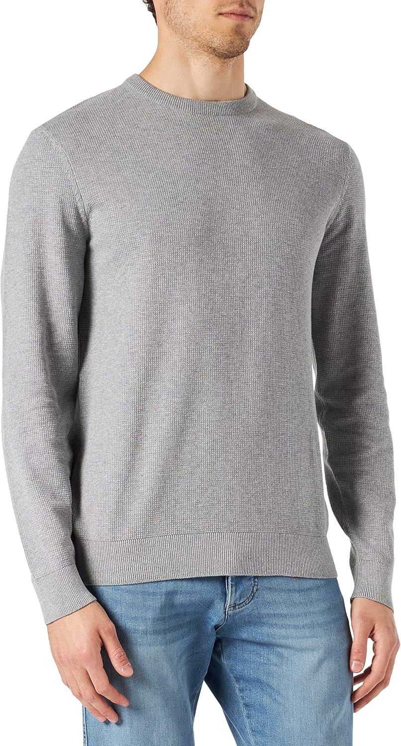 Seidensticker Herren Pullover - Regular Fit - Rundhalsausschnitt - Langarm - 100% Baumwolle L Grau,