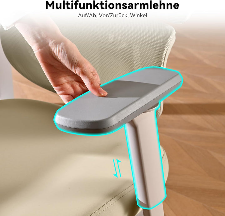 MUSSO E600SE Ergonomischer Bürostuhl, 3-stufig verstellbare Lendenwirbelsäule 3D-verstellbare Armleh