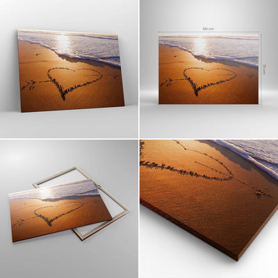 Bilder auf Leinwand 100x70cm Leinwandbild Sommer Meer Sand Strand Gross Wanddeko Bild Schlafzimmer K