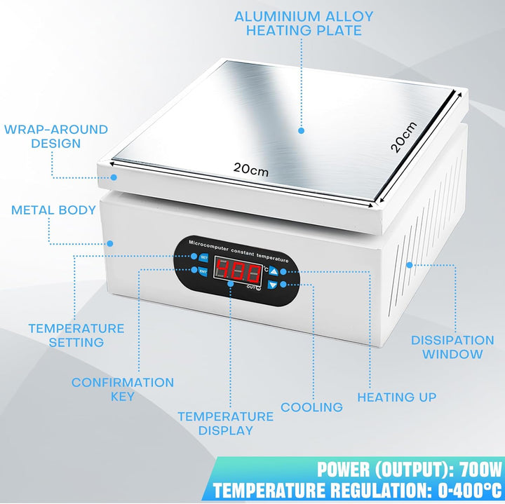 Auveach 700W Lötstation Heizplatte 0-400°C Einstellbar, Elektrische Löt-Vorwärmstation mit LED Digit