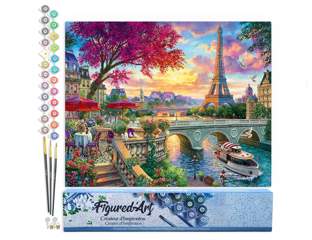 Figured'Art Malen Nach Zahlen Erwachsene Abendessen am Ufer der Seine - Paint by Numbers Basteln DIY