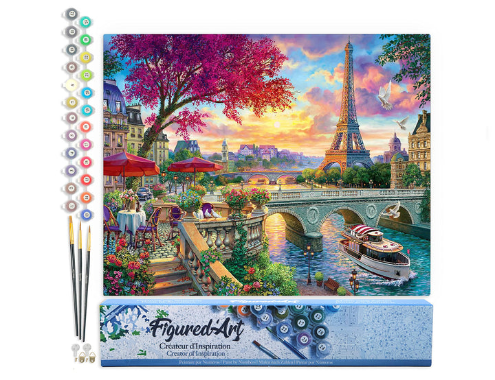 Figured'Art Malen Nach Zahlen Erwachsene Abendessen am Ufer der Seine - Paint by Numbers Basteln DIY