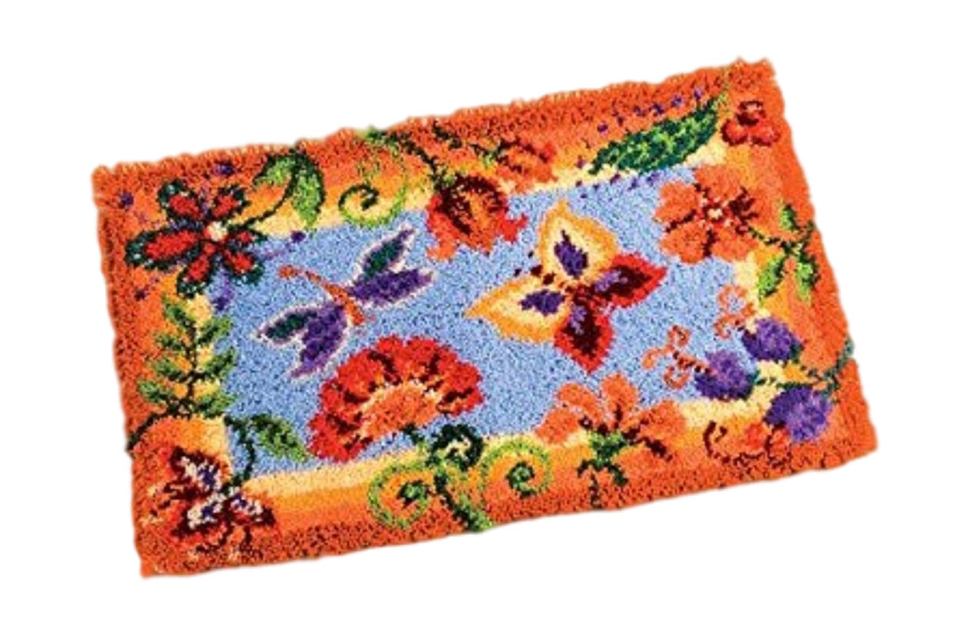 Vervaco Dekorative Blumen Knüpfteppich mit Knüpfhaken, Baumwolle, Mehrfarbig, 65 x 40 x 1 cm