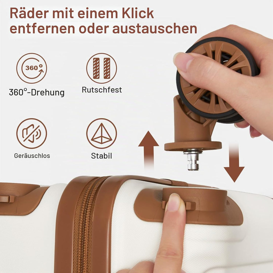 KONO Koffer Trolley Reisekoffer aus ABS+PC – Leichter Hartschalenkoffer mit 4 Zwillingsrollen und TS