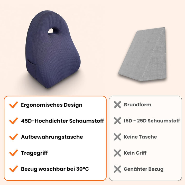 Lesekissen für Bett und Sofa – Rückenkissen Bett Memory-Schaum – Ergonomisches Dreiecksdesign – Natü