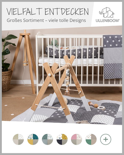 ULLENBOOM Kinderbettwäsche 100x135 cm - 100% OEKO-TEX Baumwolle - Graue Sterne - Kinder Bettwäsche S