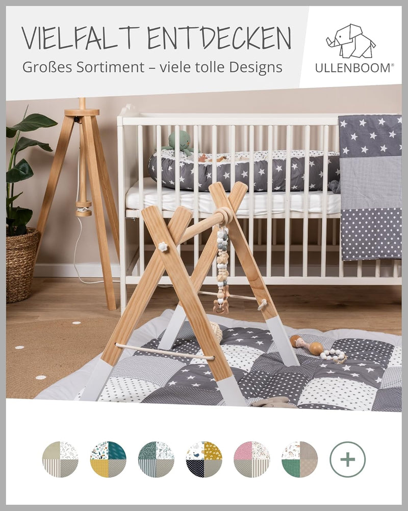 ULLENBOOM Kinderbettwäsche 100x135 cm - 100% OEKO-TEX Baumwolle - Graue Sterne - Kinder Bettwäsche S