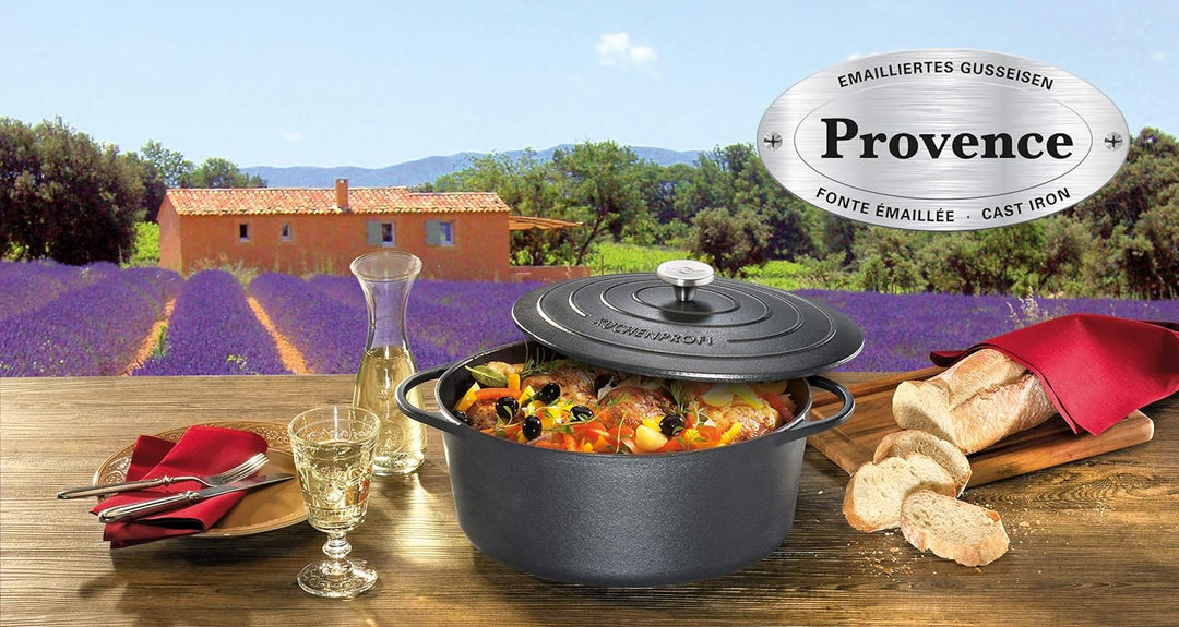 Küchenprofi Bräter, Modell Provence, rund, schwarz, 28 cm Schwarz 28 cm Rund, Schwarz 28 cm Rund
