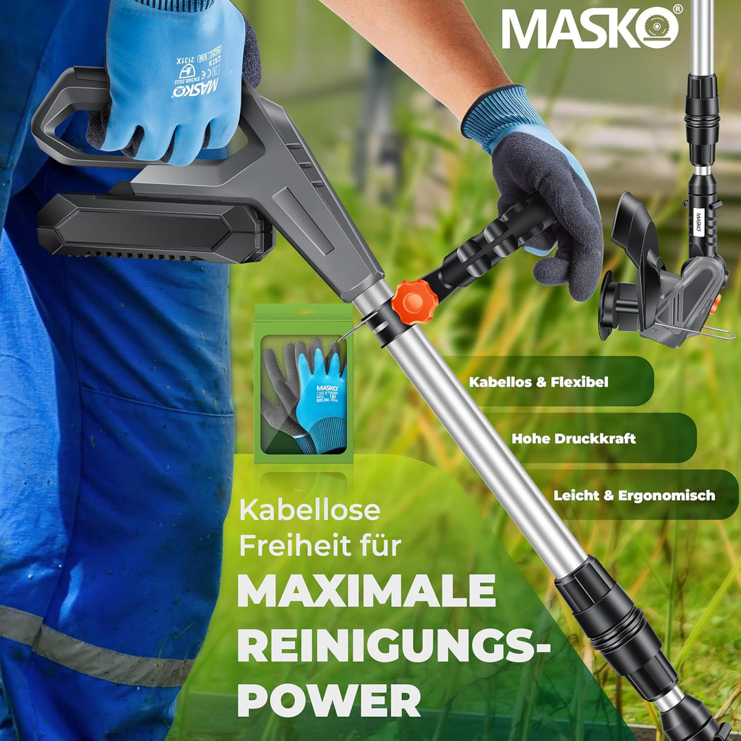 MASKO® Akku-Rasentrimmer mit 20 V Li-Akku, 2,0 Ah Akku und Ladegerät, Motorsense 26 cm Schnittkreis,