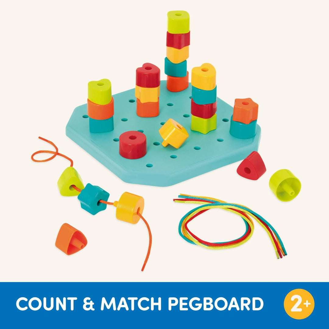 Battat – Count & Match Stecktafel – Peg Board für Kleinkinder – Stapelbares Peg Board Set – Spielzeu