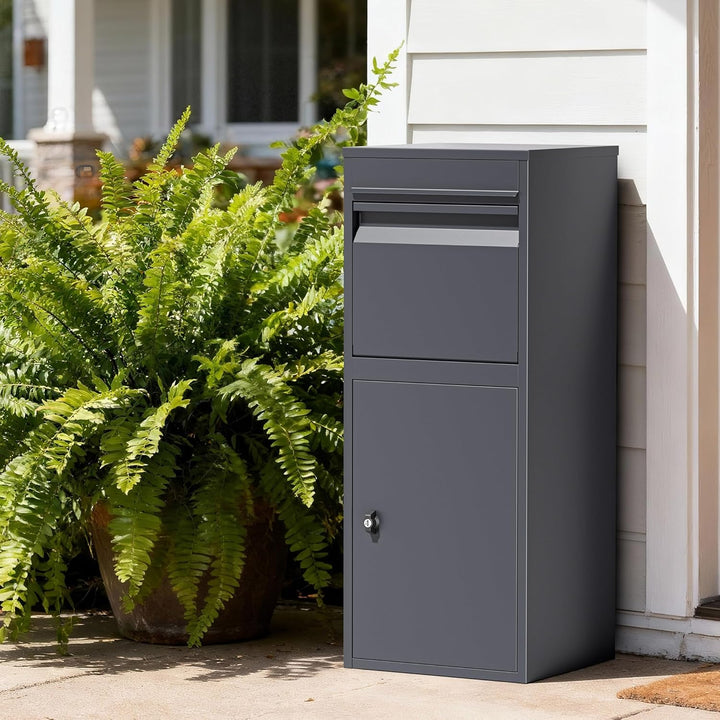 Wiltec Paketkasten grau 410 x 380 x 1020 mm, Paketbox Zuhause, Private Paketannahme passend für Pake