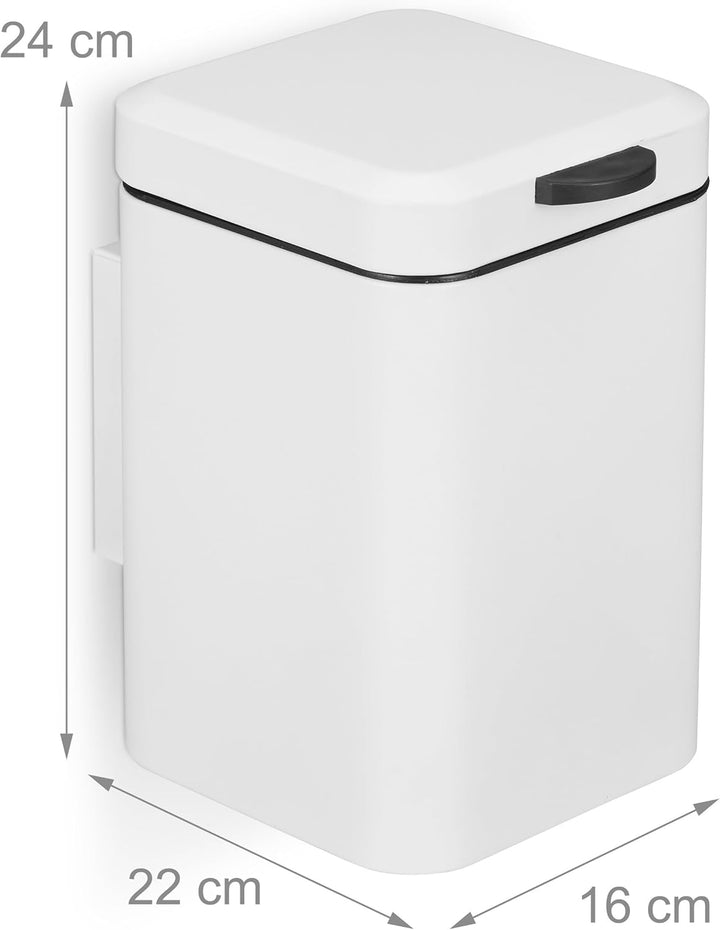 Relaxdays Kosmetikeimer Wandmontage, 3 l, Absenkautomatik, entnehmbarer Inneneimer, Bad Mülleimer, E