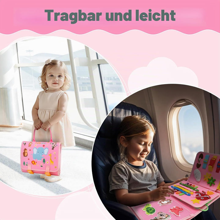 Funsland Busy Board Montessori Spielzeug, Kleinkind Quiet Book Activity Board Auto Flugzeug Reisespi