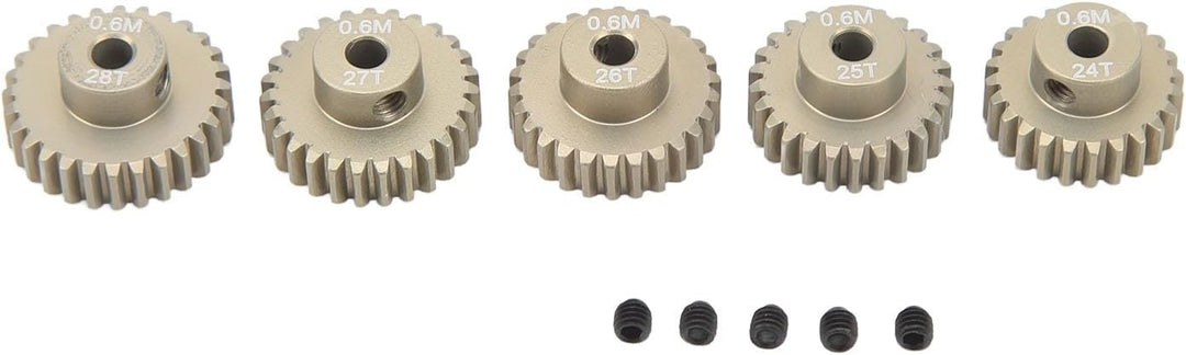 Dilwe RC Ritzelsatz, 0.6 Modul Metall Zahnradkranz 24T-28T für 1/10 Crawler - 3.175mm Bohrung Alumin
